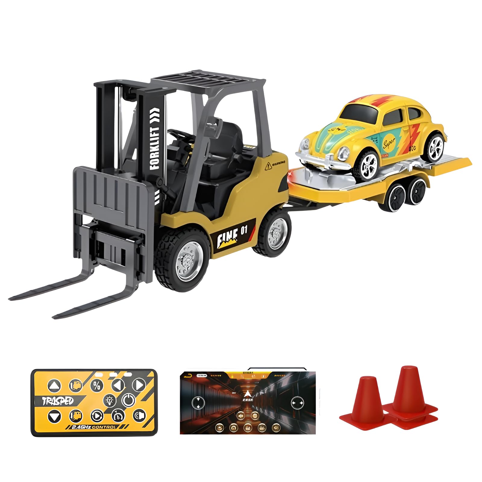 Amazon.co.jp: [qiukala]卓上フォークリフト 1/64 ミニラジコン